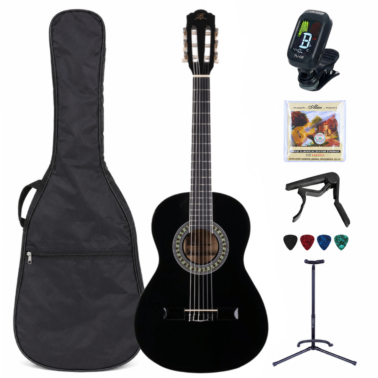 Barcelona LC 3600 BK 3/4 Siyah Klasik Gitar Seti